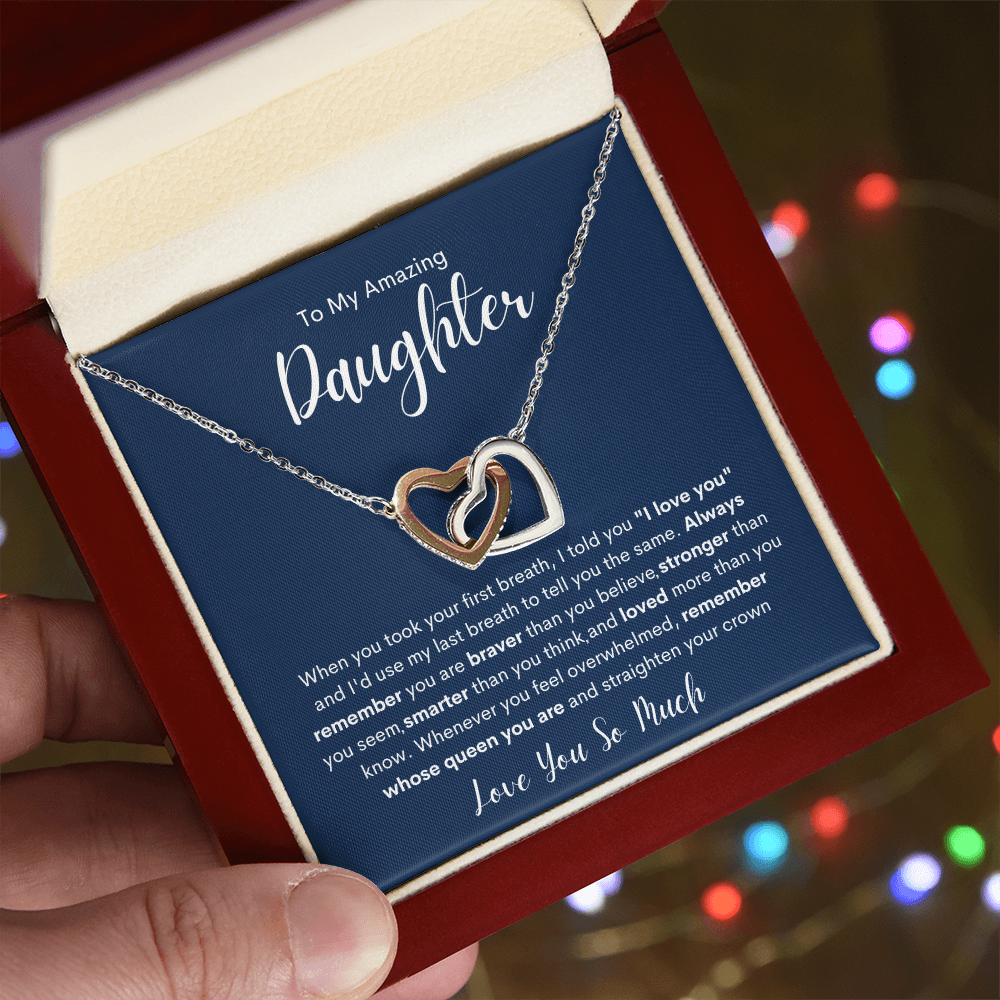 To My Amazing Daughter | Interlocking Hearts necklace